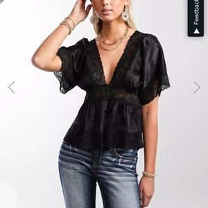 Satin Black Lace Top